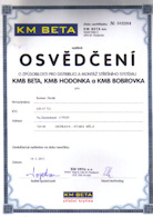 Certifikát KM BETA